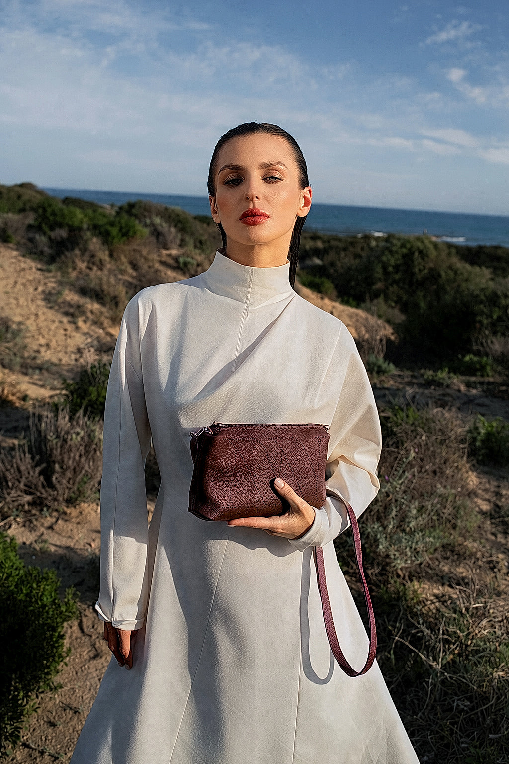 Philosophy Essentials Bag with Leather Strap Burgundy